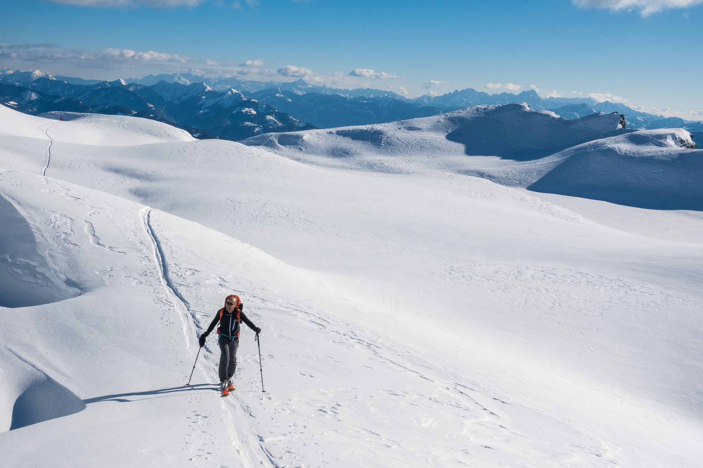 Lone skier ski-touring