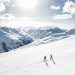 Two skiers ski-touring